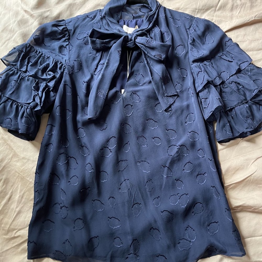 Rebecca Taylor Tiered Ruffle Sleeve Blouse, 0